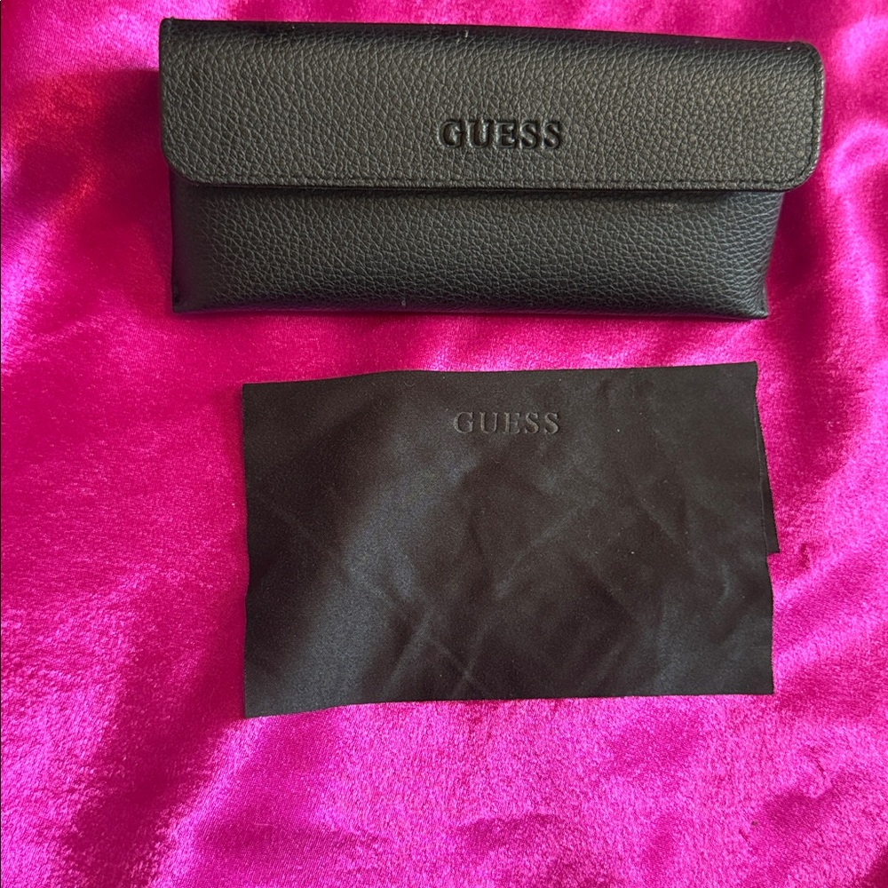 GUESS Black Pebbled Leather Sunglasses Case